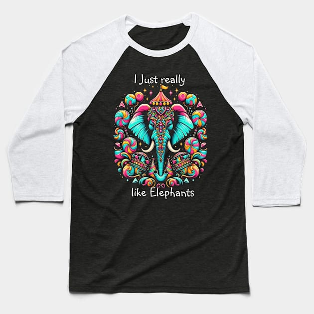 Majestic Elephant King Baseball T-Shirt by coollooks